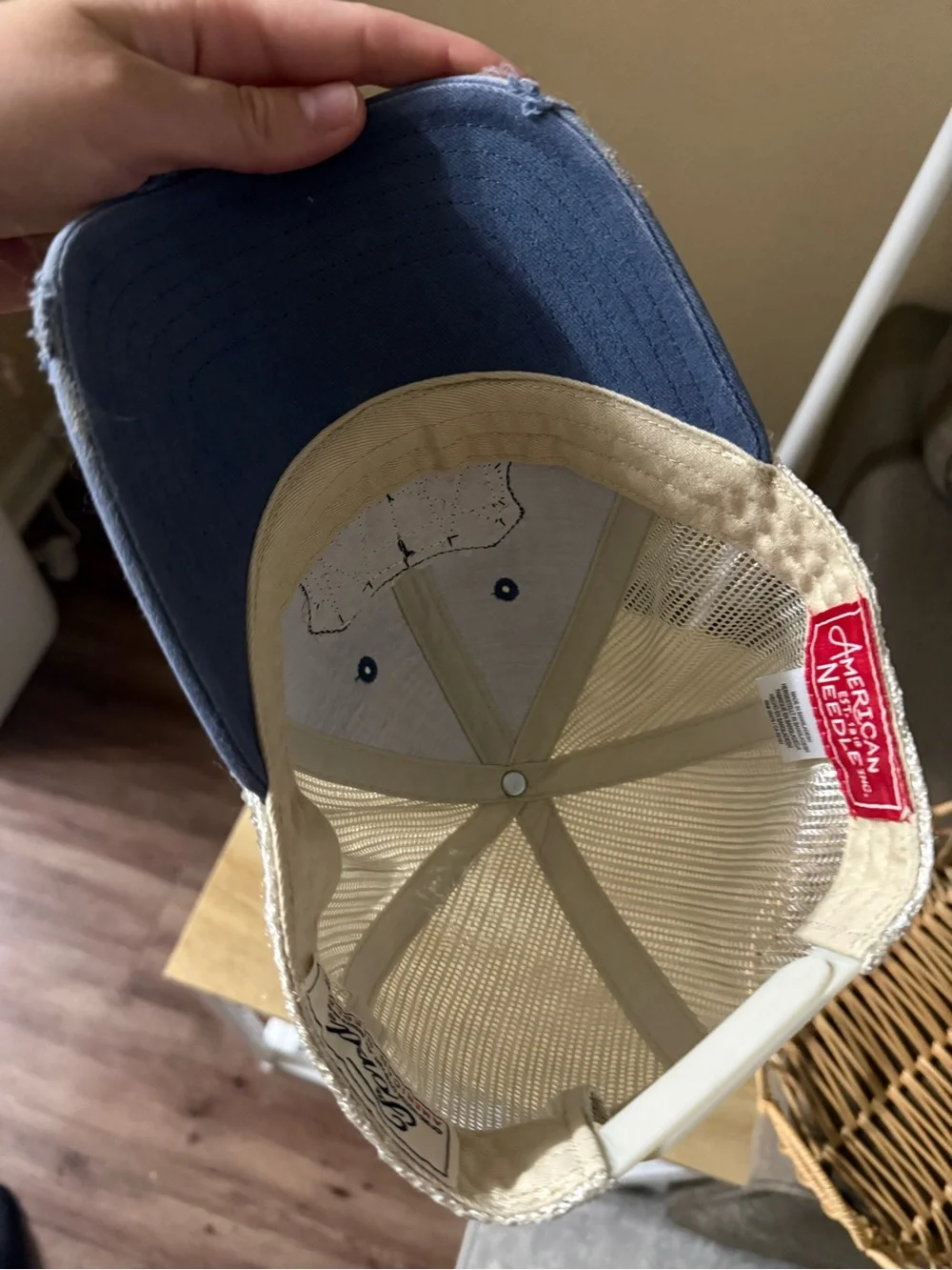 Bronco Trucker Hat in Faded Blue with White Mesh